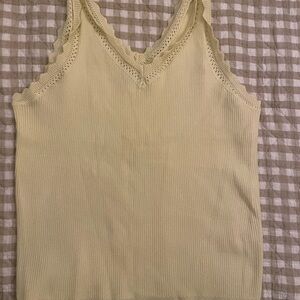 Elegant Soft Yellow Lace Trim Women's Tank Top